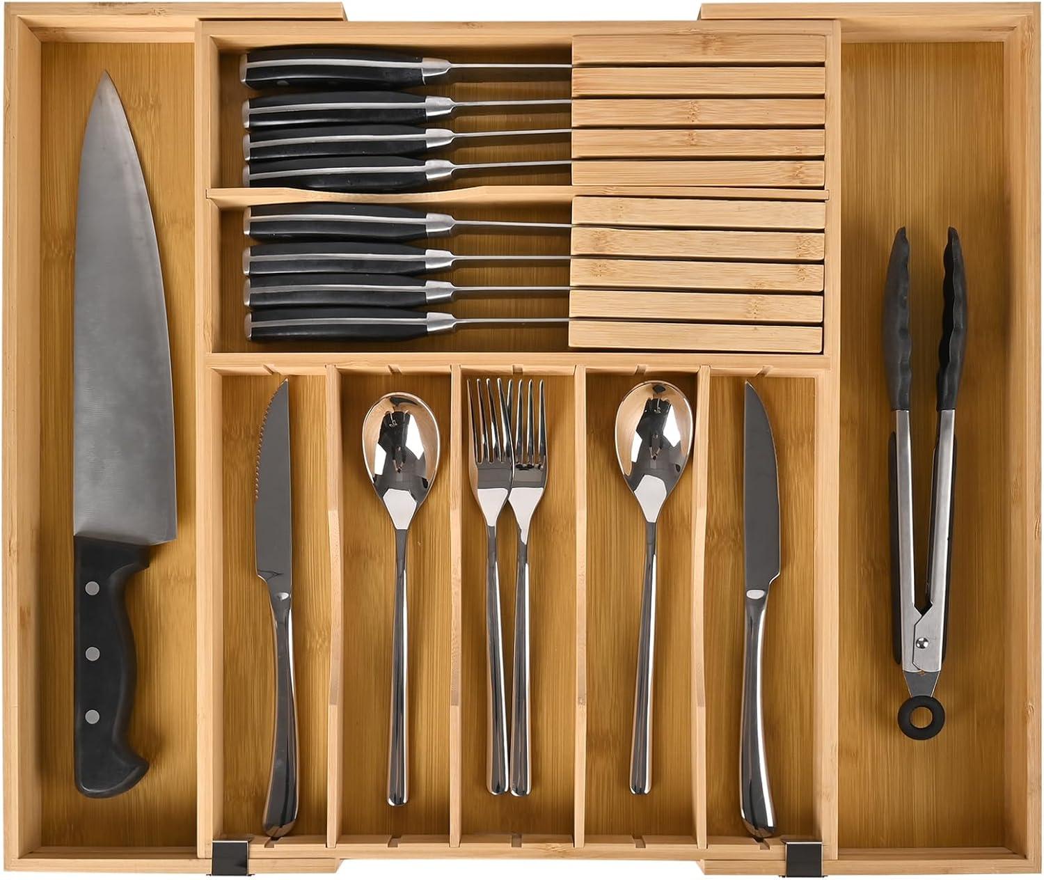 Kitchen Cutlery Showdown: Bamboo Organizer Vs. Stainless Clips