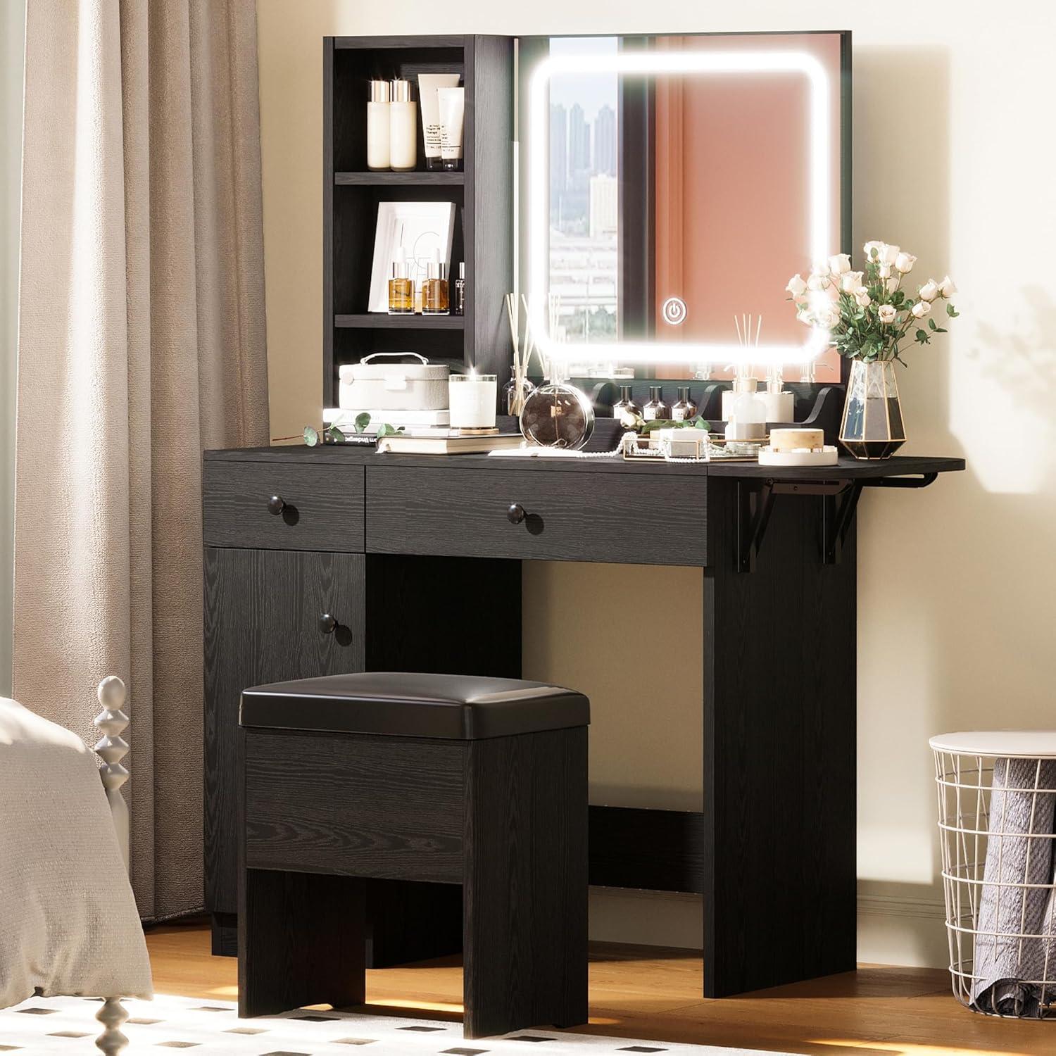 Vanity Desks Showdown: LED Glam vs. Compact Storage Style