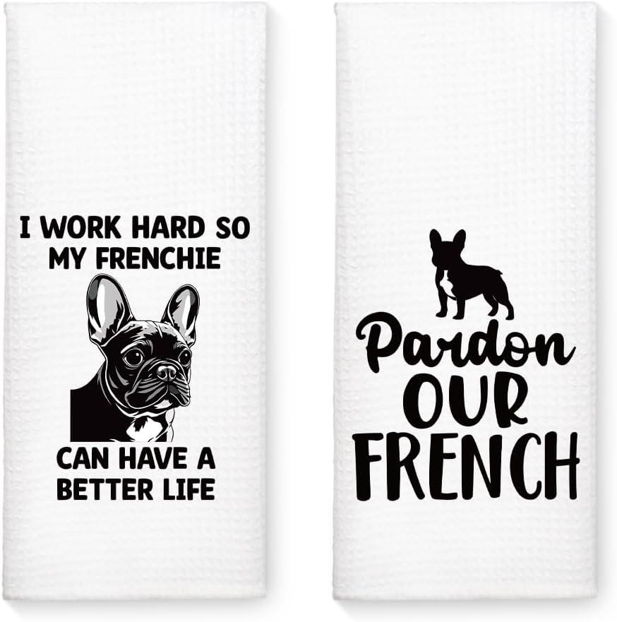 Funny Frenchie Towels Compared:tested Dish Set farmhome Kitchen Decor...budget!