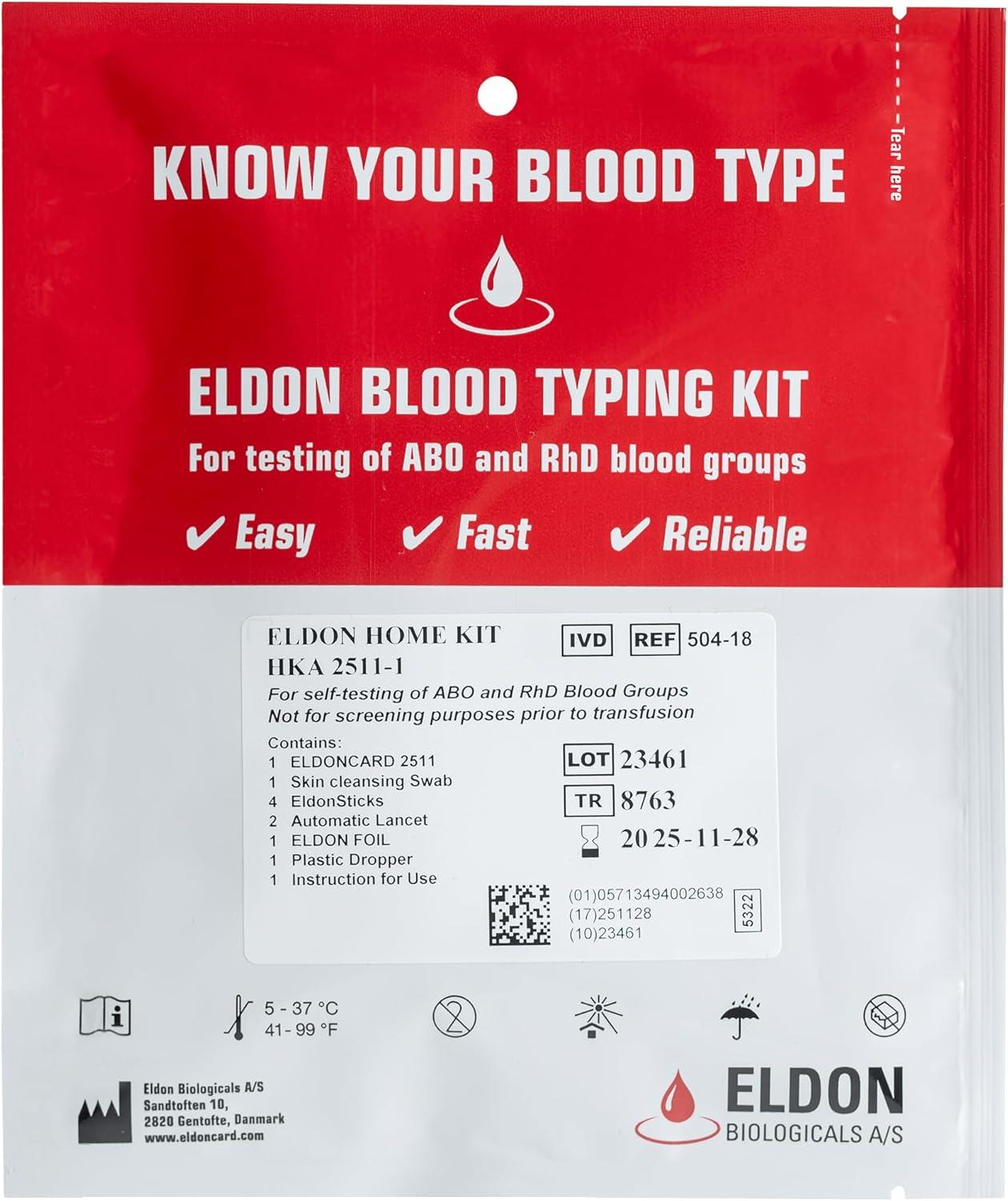 Eldoncard Blood Typing Kit: Accurate Instant Home Test…Know Blood Type Now!