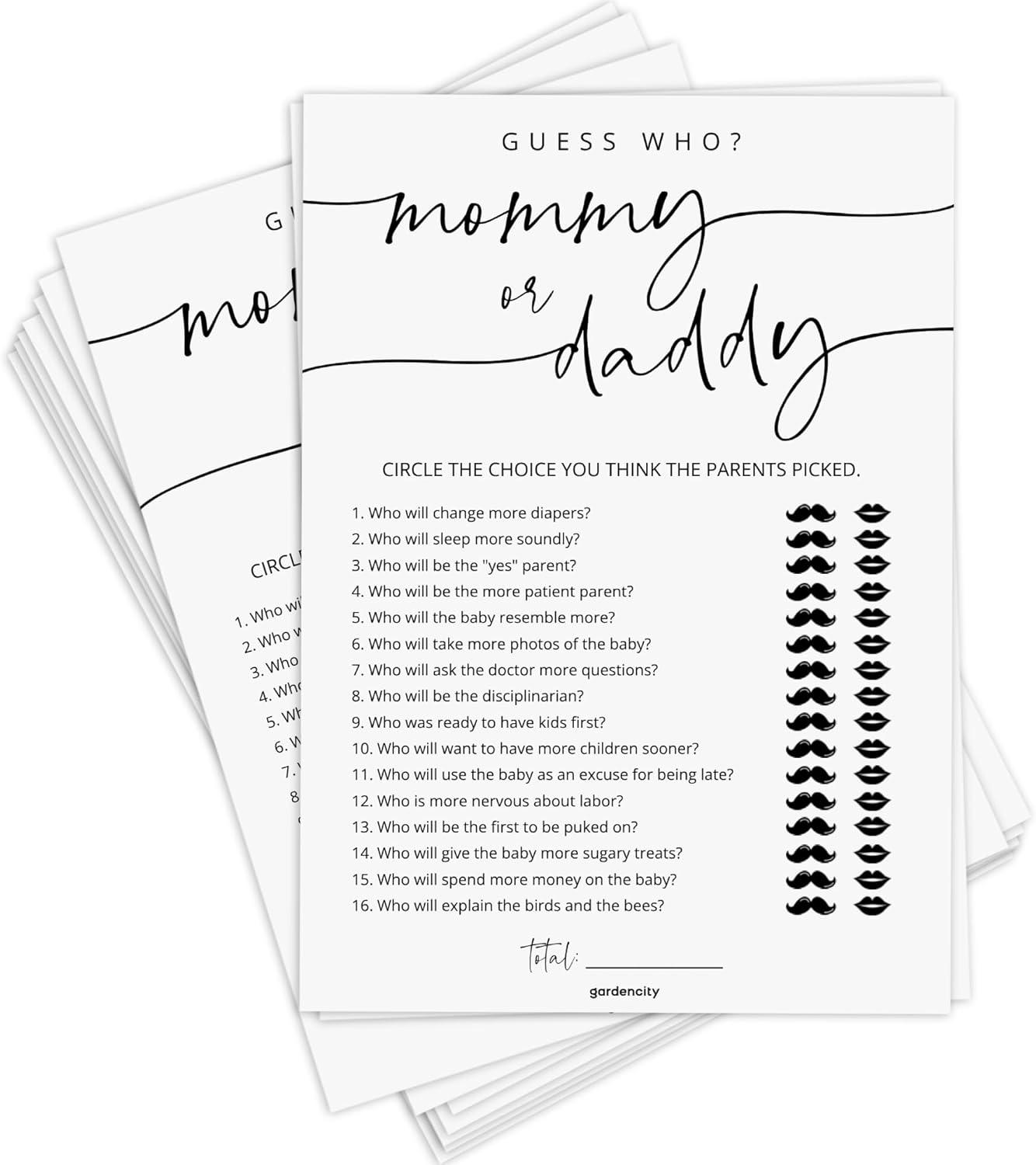 Guess Who Game Cards vs. Declutteredminimalist Shower Fun… Surprising Baby Shower Wins!