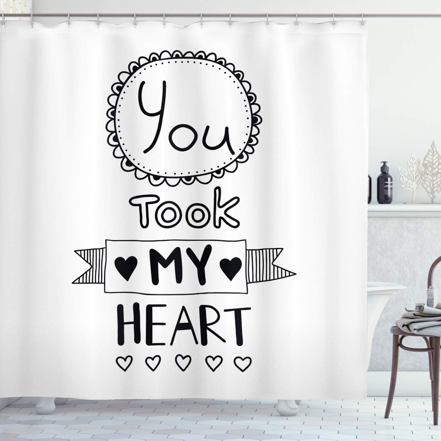 Black White Typography Showdown: Tested Ambesonne Heart murmurs... Bathroom decor twist