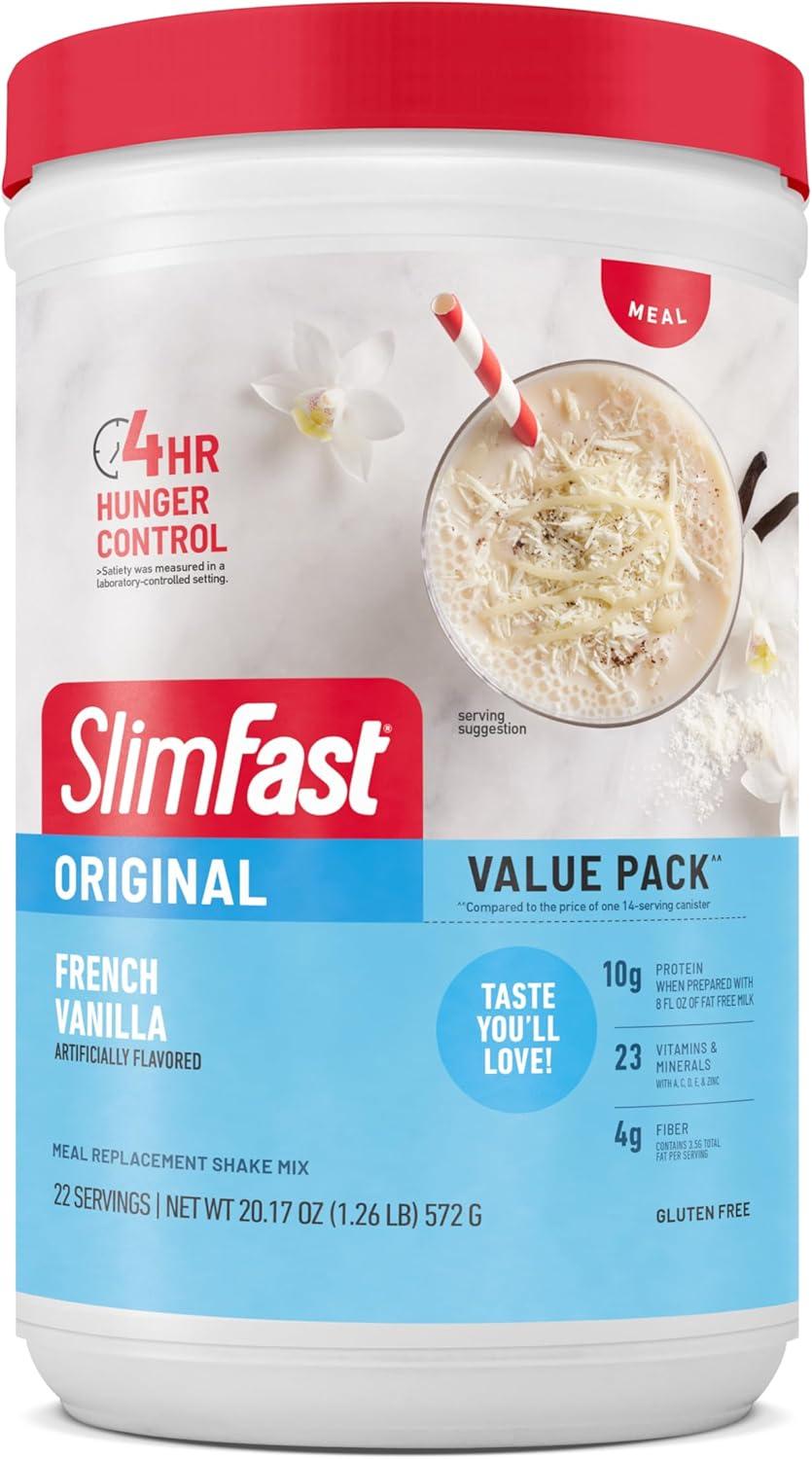 SlimFast French Vanilla Compared: 10g Protein, 22 Servings... Losing Weight Made Less Boring?