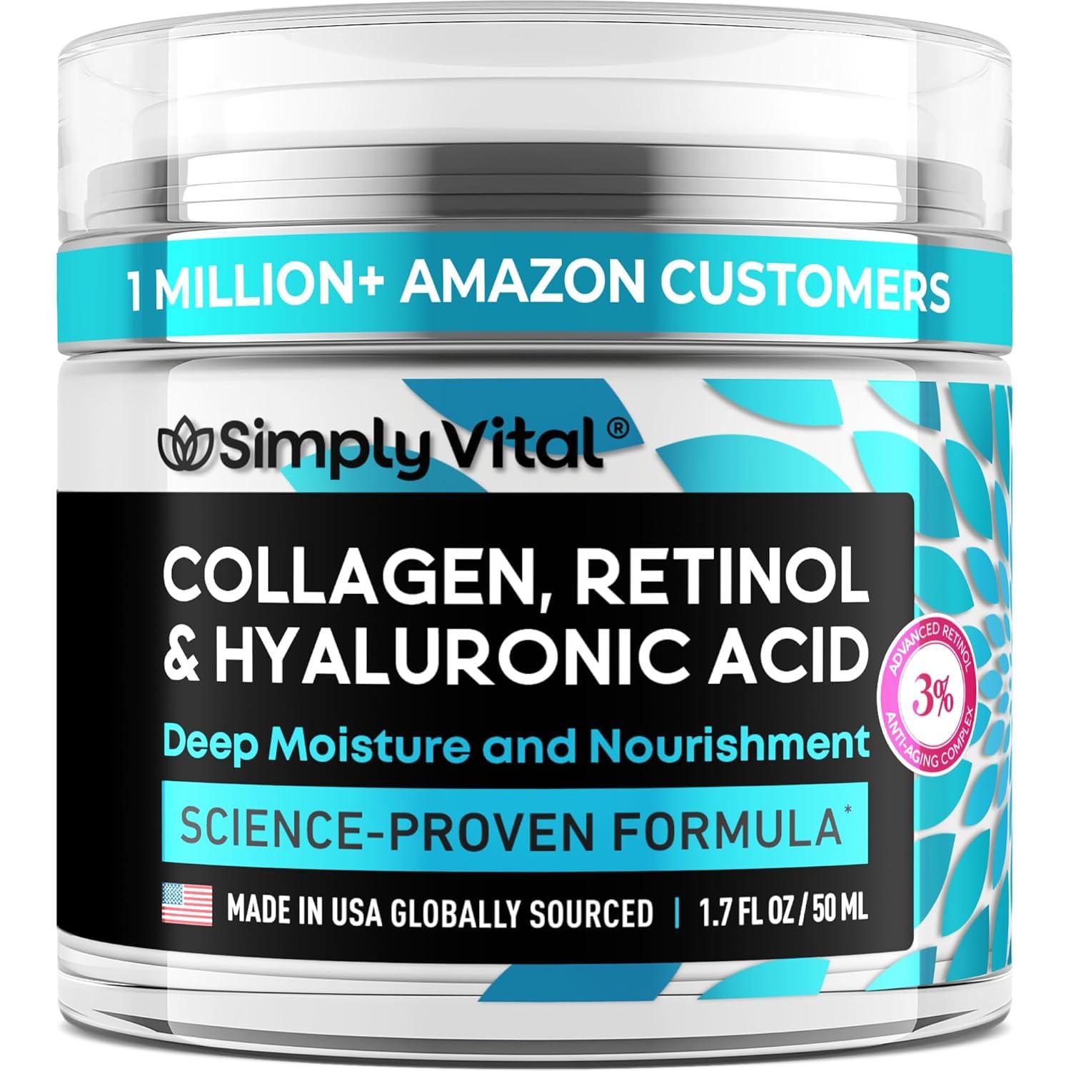 SimplyVital Retinol vs Collagen: Tested Face Cream - Neck Care, US Made... Counter-Clockwise Signs?