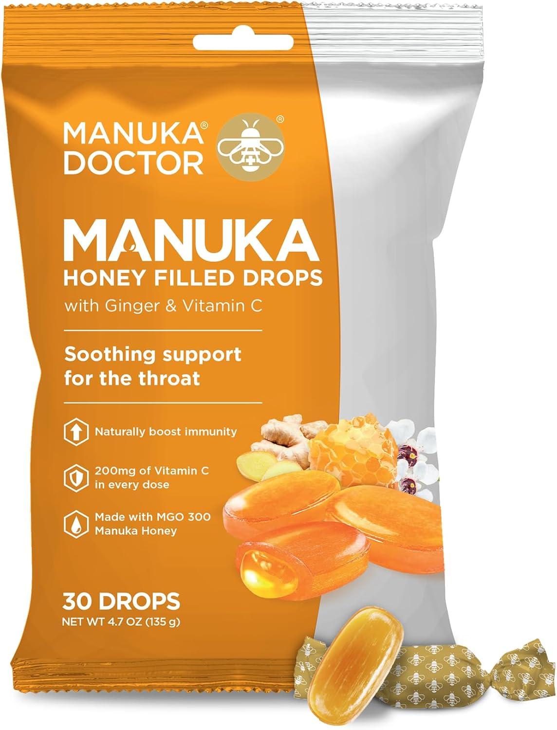 Manuka Doctor Cough Drops Versus Middles: Tested Honey-C Ginger Relief...Seasonal Soothing Swap (1 Pack)