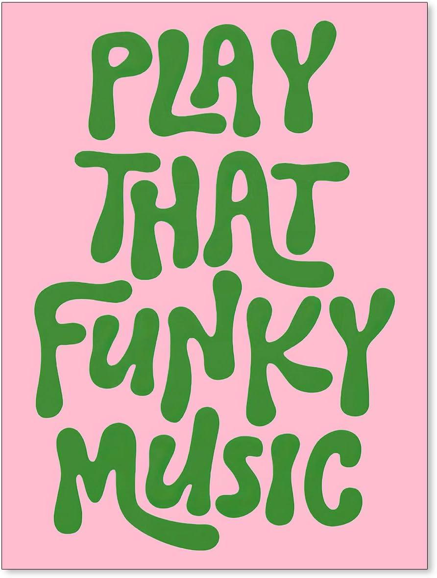 Pink & Green Funky Music Poster: Trendy Bedroom Decor Showdown!
