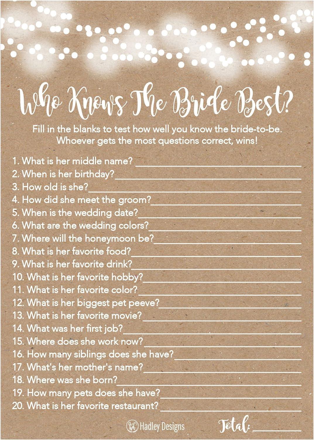 Bridal Shower Game Showdown: Who Knows The Bride?