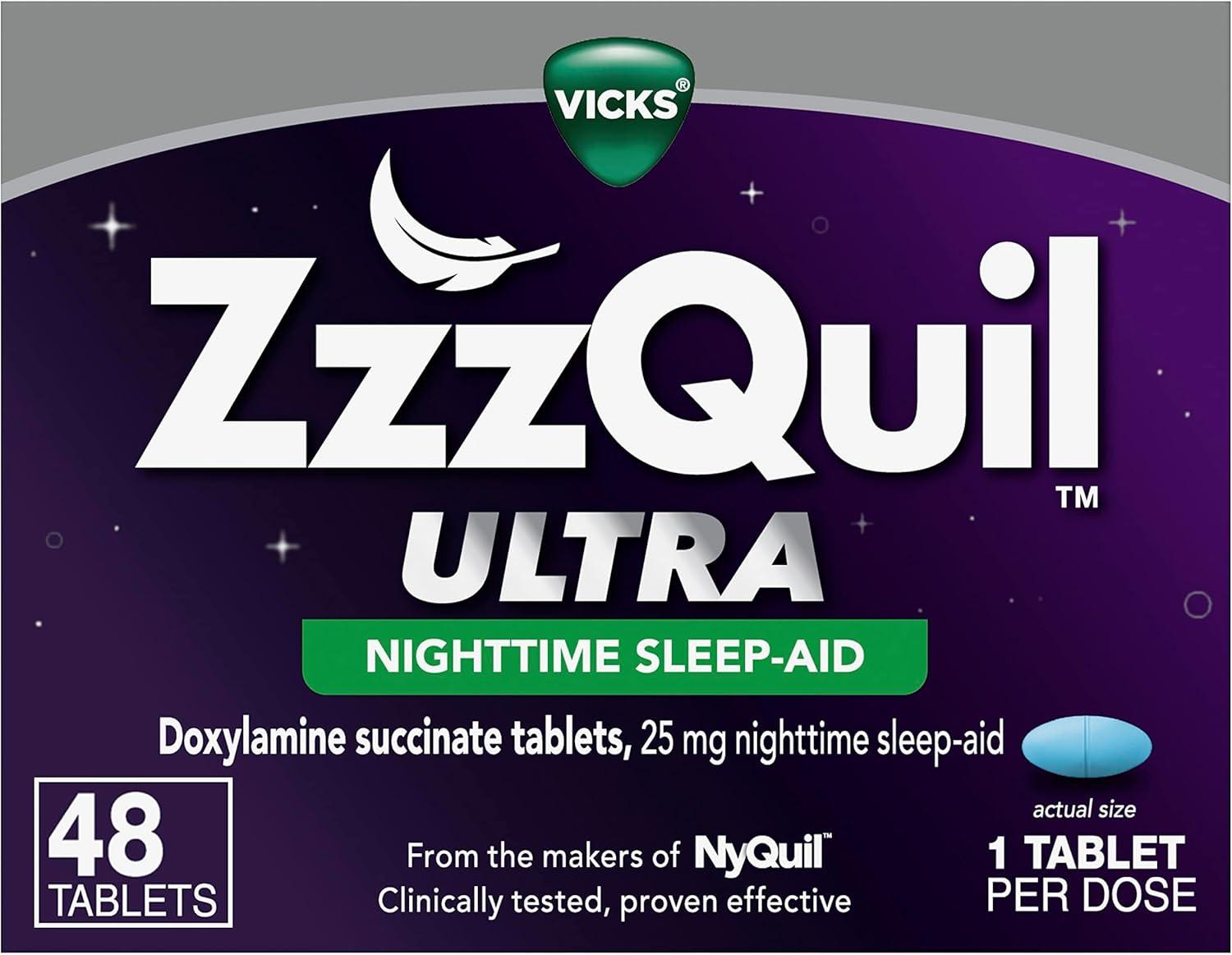 ZzzQuil Versus Sleep Aids: 48 Tablets, 25mg Doxylamine, Surprising Relief for Nighttime