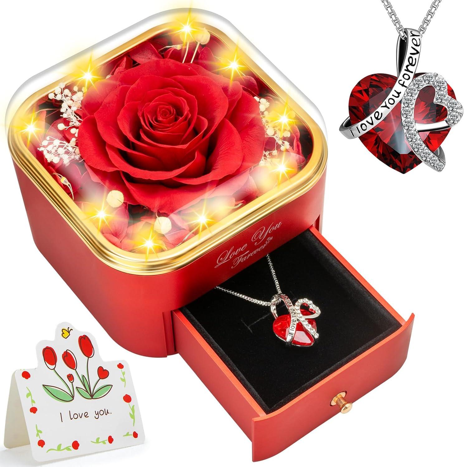 Eternal Love Rose Gift: Tested Romantic PreservedRose Necklaceshowdown