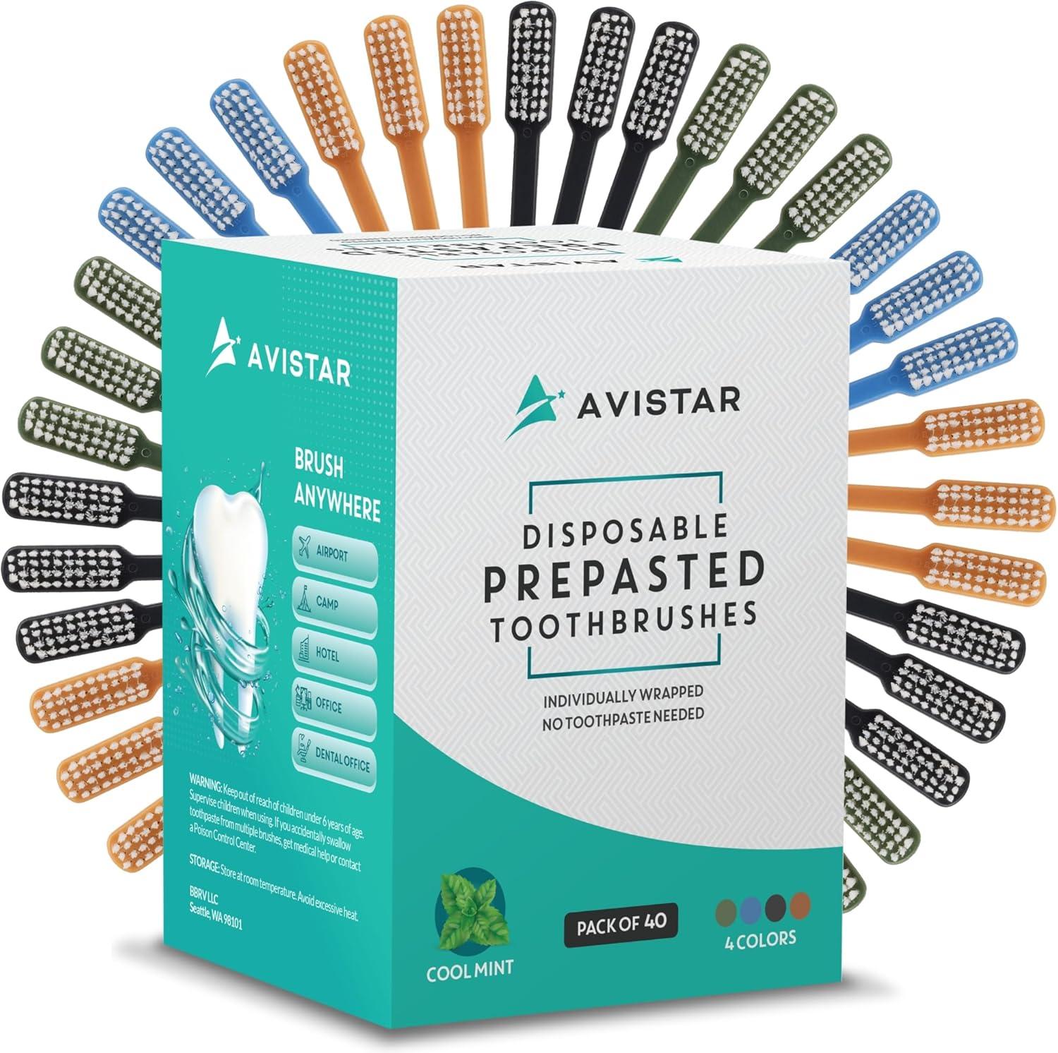 Versus Top Travel Prepasted Toothbrushes - Tested, Individual Wraps, Waterless Surprise